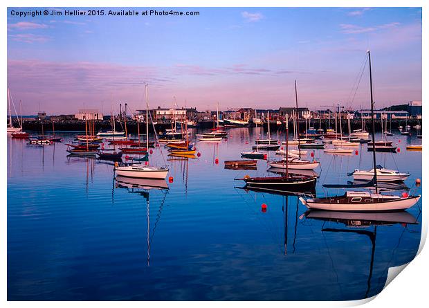  Yacht Mooring Howth Harbour Print by Jim Hellier