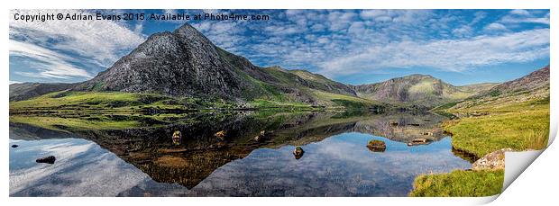 Tryfan and Lake Ogwen Print by Adrian Evans