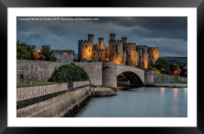 Conwy Castle by Lamplight Framed Mounted Print by Adrian Evans