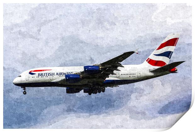 British Airways Airbus A380 Art Print by David Pyatt