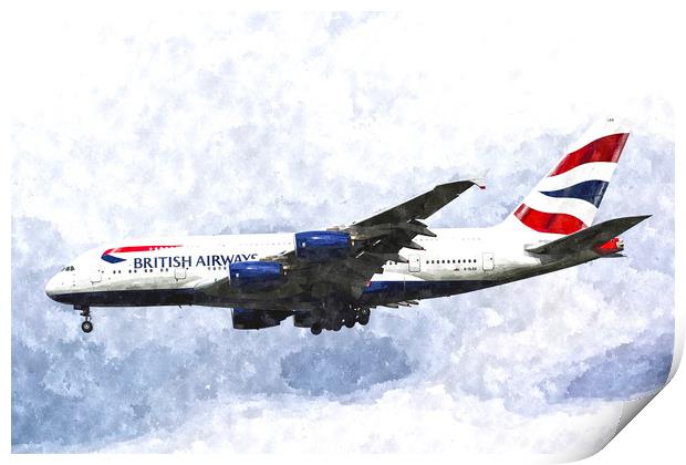 British Airways Airbus A380 Art Print by David Pyatt