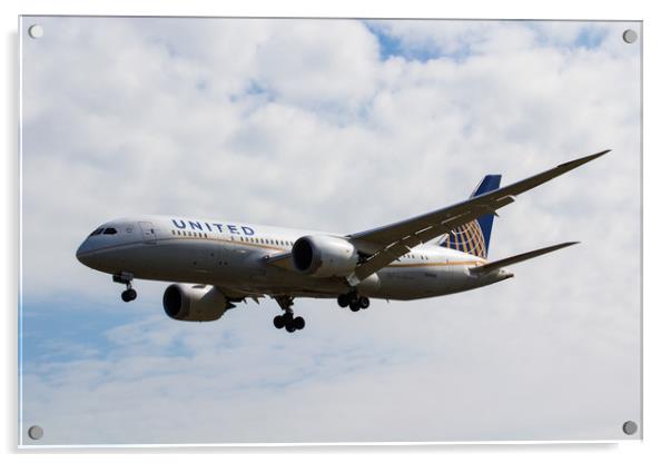 United Airlines Boeing 787 Acrylic by David Pyatt