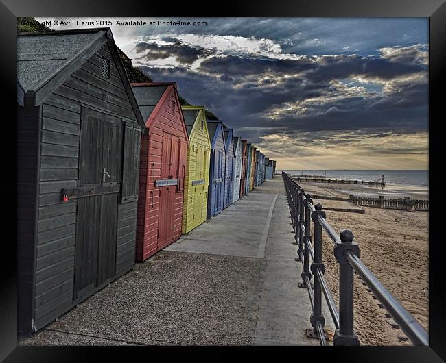  Mundesley Beach Huts Framed Print by Avril Harris