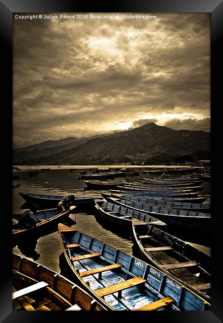  Boats of Phewa Lake, Pokhara, Nepal Framed Print by Julian Bound