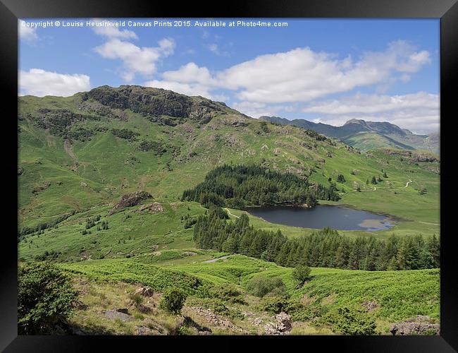 Blea Tarn, and Wrynose Fell from Lingmoor Fell, La Framed Print by Louise Heusinkveld