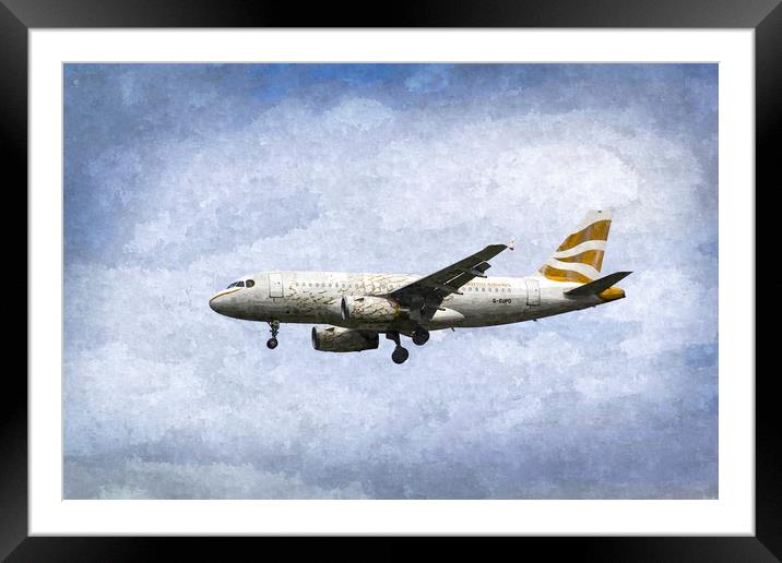 British Airways A319 Feather Design Art Framed Mounted Print by David Pyatt