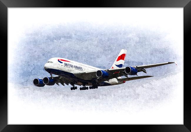 British Airways Airbus A380 Art Framed Print by David Pyatt