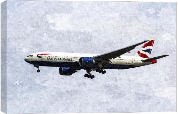 British Airways Boeing 777 Art Canvas Print by David Pyatt