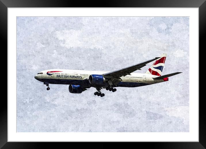 British Airways Boeing 777 Art Framed Mounted Print by David Pyatt