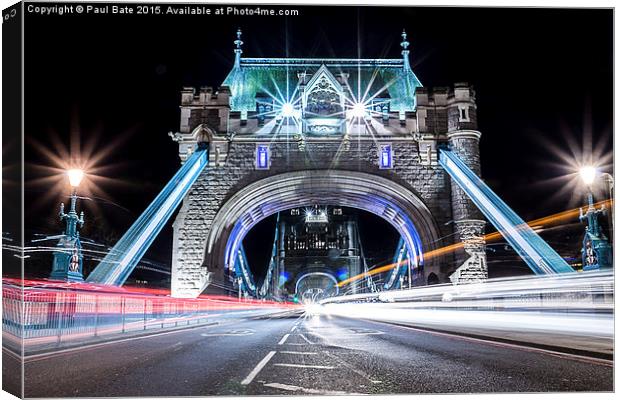   Tower Bridge At Night Canvas Print by Paul Bate