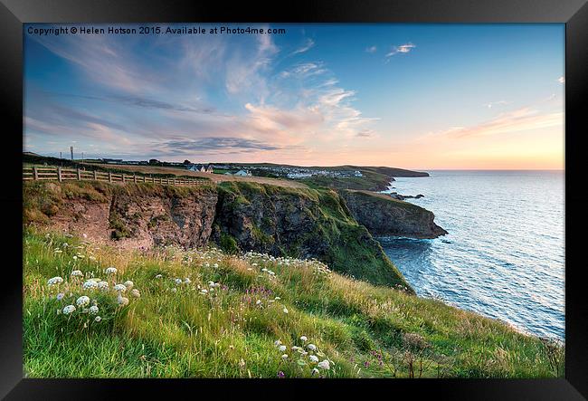 Sunset over Port Isaac Framed Print by Helen Hotson