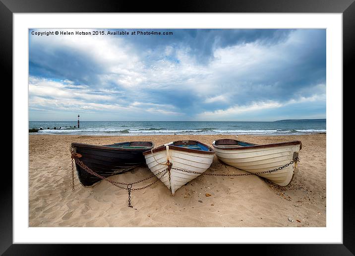 Boats On A Sandy Beach Framed Mounted Print by Helen Hotson
