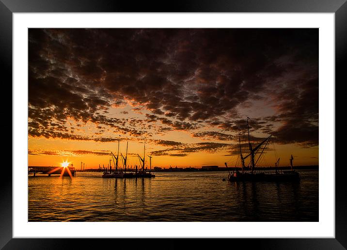  Thames Barges and Gravesend Sunset Framed Mounted Print by Wayne Howes