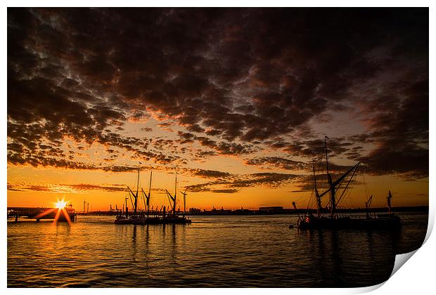  Thames Barges and Gravesend Sunset Print by Wayne Howes