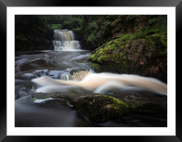  Waterfall behind Dinas Rock Framed Mounted Print by Leighton Collins