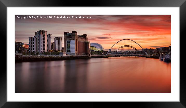  Sunset Over The Tyne Framed Mounted Print by Ray Pritchard