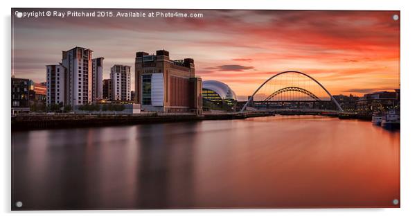  Sunset Over The Tyne Acrylic by Ray Pritchard
