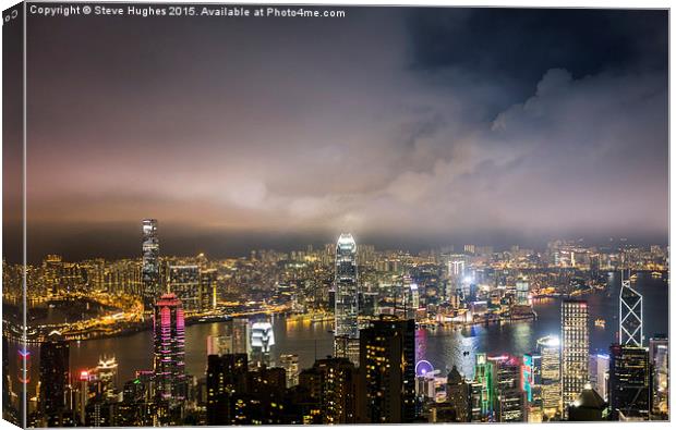  Hongkong skyline at night Canvas Print by Steve Hughes