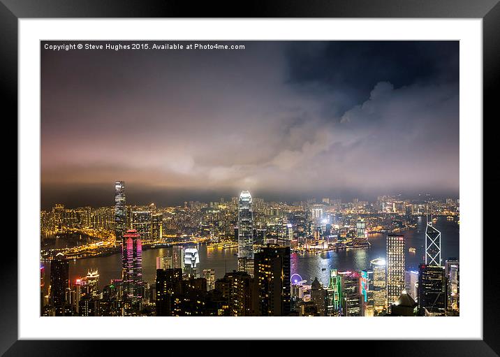  Hongkong skyline at night Framed Mounted Print by Steve Hughes