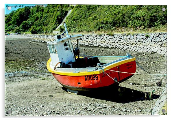 Fishing boat lies at anchor Acrylic by Frank Irwin