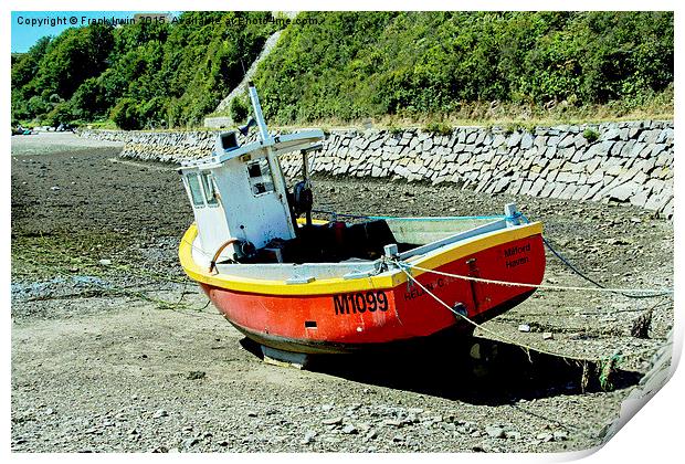 Fishing boat lies at anchor Print by Frank Irwin