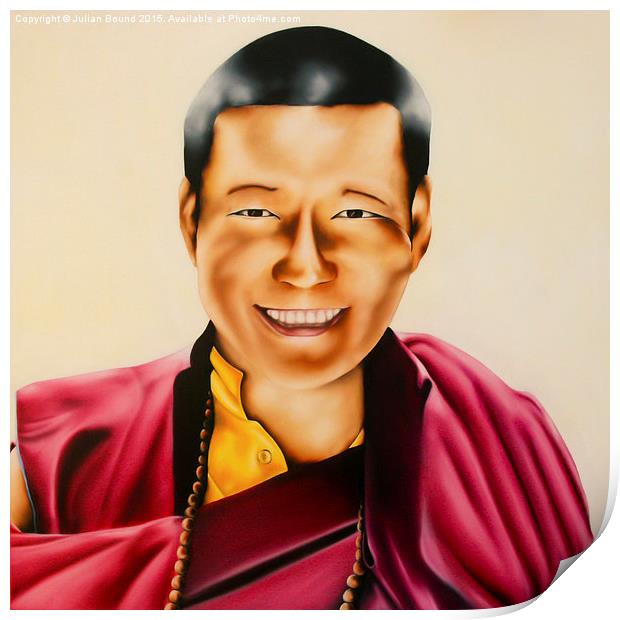 Tibetan Monk oil painting by Julian Bound Print by Julian Bound