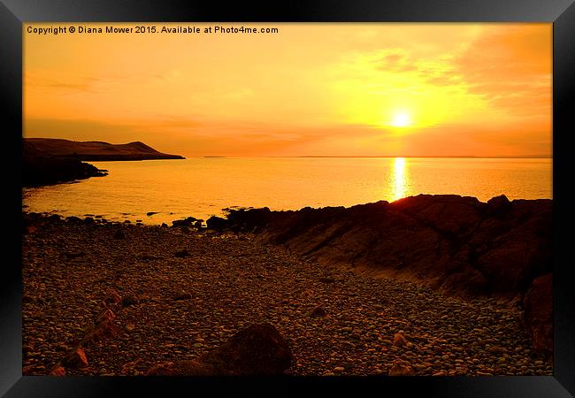  Sand Point Sunset Framed Print by Diana Mower