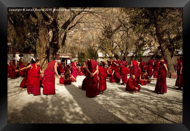 Sera Monastery Debating Monks, Lhasa, Tibet Framed Print by Julian Bound