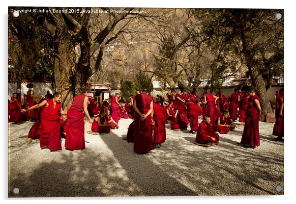 Sera Monastery Debating Monks, Lhasa, Tibet Acrylic by Julian Bound