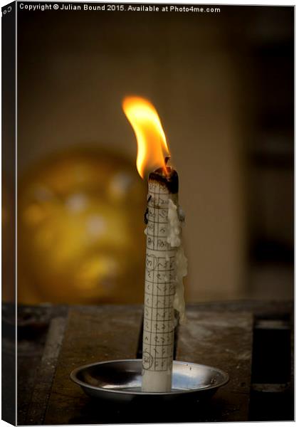 Candle of Shwedagon Pagoda, Yangon, Burma Canvas Print by Julian Bound