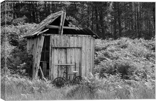  Old Wooden Shed and bicycle Canvas Print by Richard Long