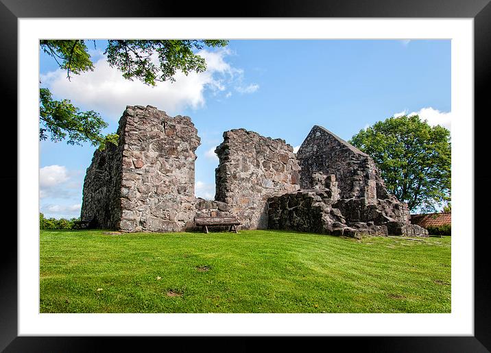 Rya church ruin Framed Mounted Print by Antony McAulay