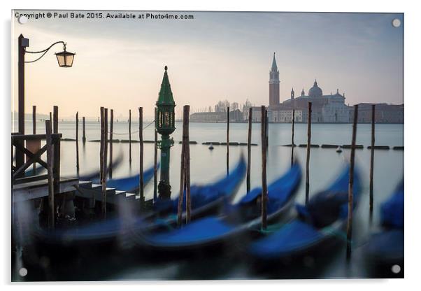  Gondolas Of Venice Acrylic by Paul Bate