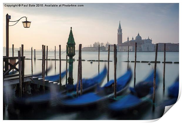  Gondolas Of Venice Print by Paul Bate