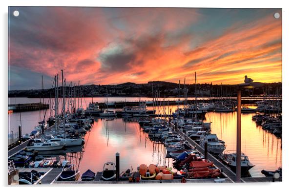  Sunset over Torquay Marina Acrylic by Rosie Spooner
