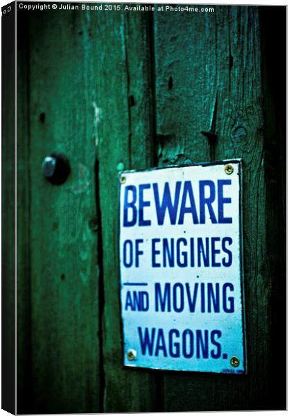  Train warning sign Canvas Print by Julian Bound