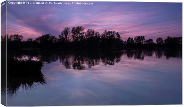  pink sky at sunset at Watermead Park Birstall Canvas Print by Paul Burrows