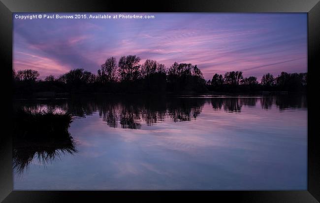  pink sky at sunset at Watermead Park Birstall Framed Print by Paul Burrows