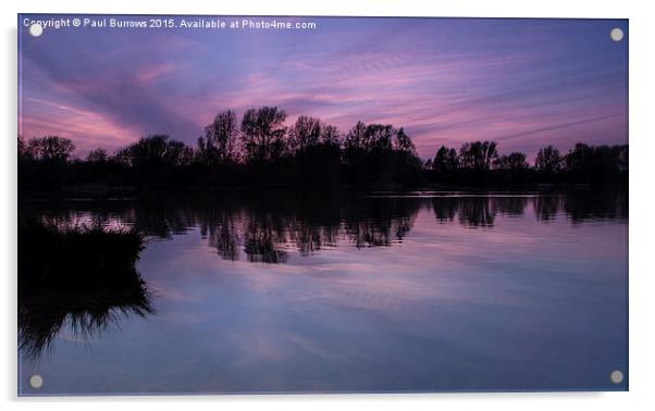  pink sky at sunset at Watermead Park Birstall Acrylic by Paul Burrows