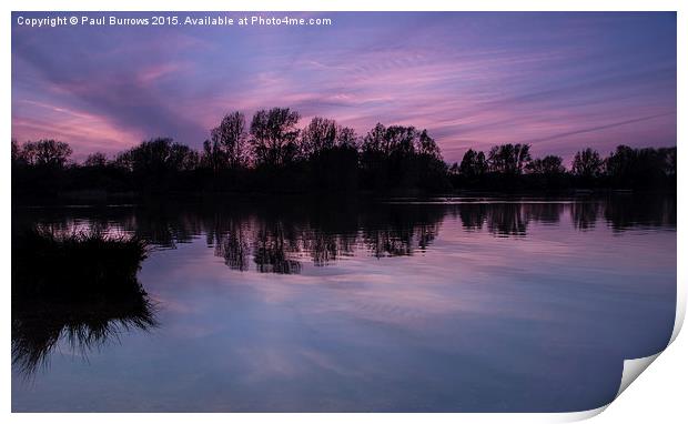  pink sky at sunset at Watermead Park Birstall Print by Paul Burrows