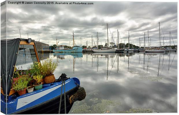  Glasson Dock Reflections Canvas Print by Jason Connolly