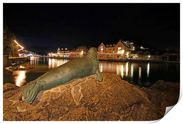 Nelson the seal at Looe Print by Oxon Images
