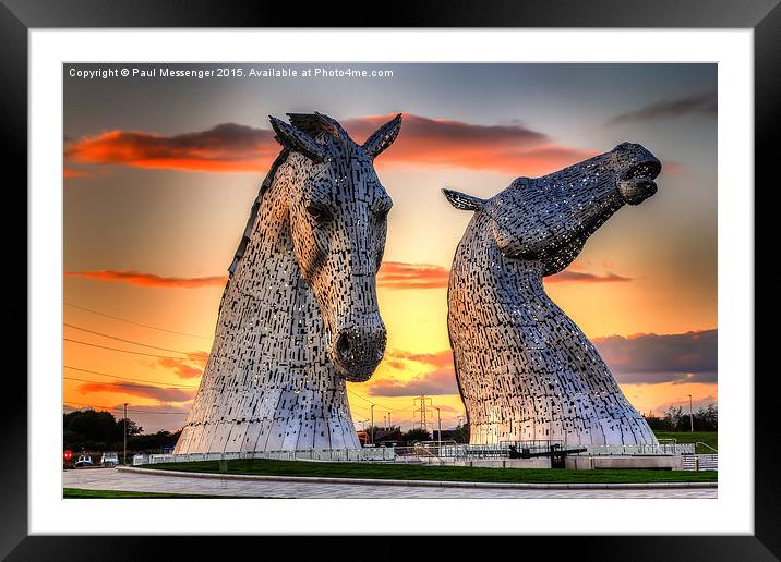  Kelpies at Sunset Scotland Framed Mounted Print by Paul Messenger