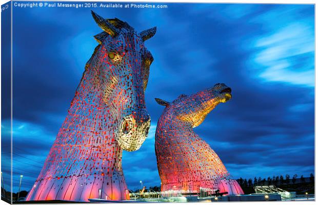  The Kelpies at Dusk Canvas Print by Paul Messenger