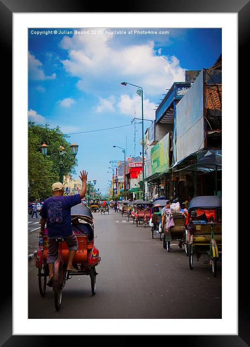  Rickshaw driver of Yogyakarta, Indonesia Framed Mounted Print by Julian Bound