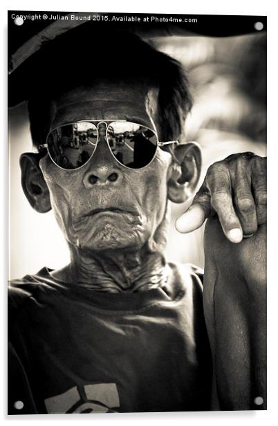 Man in sunglasses in Yogyakarta, Indonesia Acrylic by Julian Bound