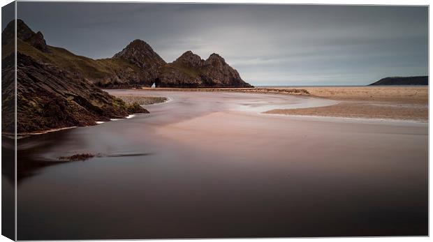  The river at Three Cliffs Bay Canvas Print by Leighton Collins