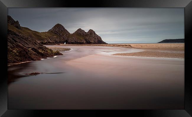  The river at Three Cliffs Bay Framed Print by Leighton Collins