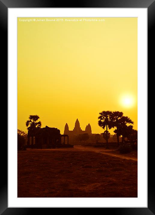 Sunrise over Angkor Wat, Siem Reap, Cambodia Framed Mounted Print by Julian Bound