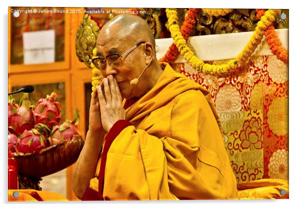   His Holiness The Dalai Lama, India Acrylic by Julian Bound